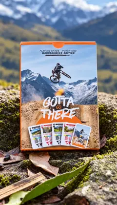 MTB Edition box on a mossy rock with alpine mountains behind